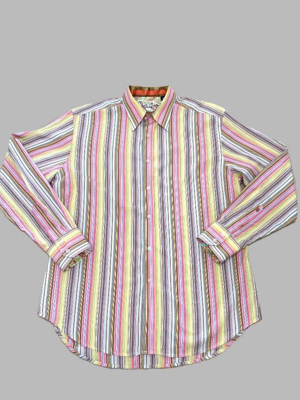 Robert Graham Men Long Sleeve Button Down Striped Island Coastal Vibes Size XL